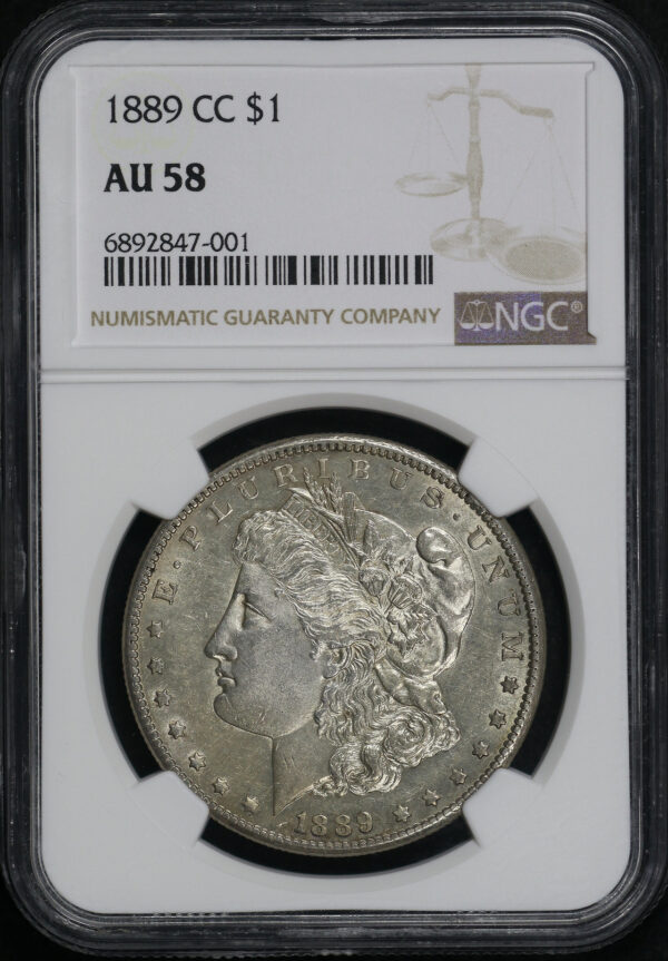 Obverse of this 1889-CC Morgan Dollar NGC AU-58