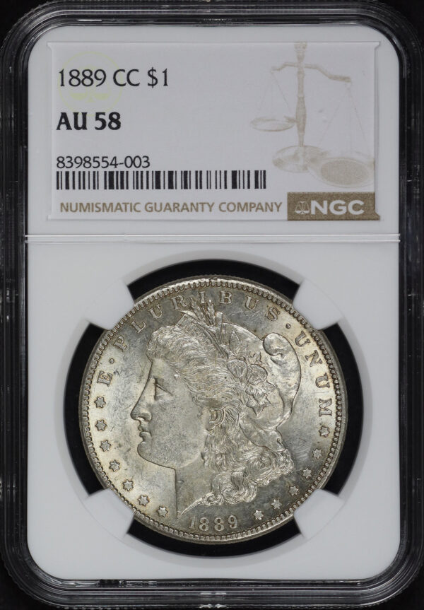 Obverse of this 1889-CC Morgan Dollar NGC AU-58