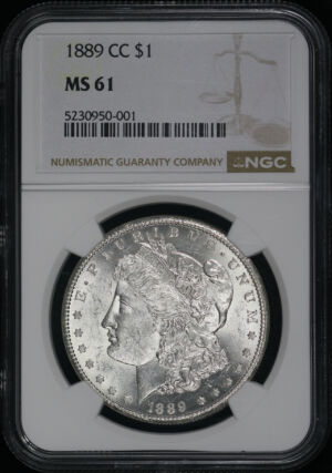 Obverse of this 1889-CC Morgan Dollar NGC MS-61