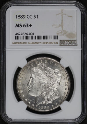 Obverse of this 1889-CC Morgan Dollar NGC MS-63+