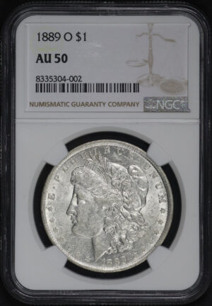Obverse of this 1889-O Morgan Dollar NGC AU-50