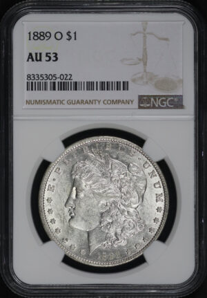 Obverse of this 1889-O Morgan Dollar NGC AU-53