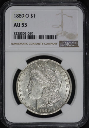 Obverse of this 1889-O Morgan Dollar NGC AU-53