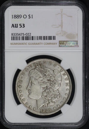 Obverse of this 1889-O Morgan Dollar NGC AU-53