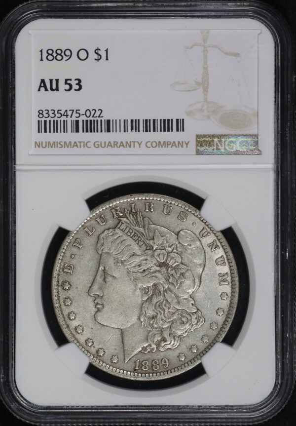 Obverse of this 1889-O Morgan Dollar NGC AU-53