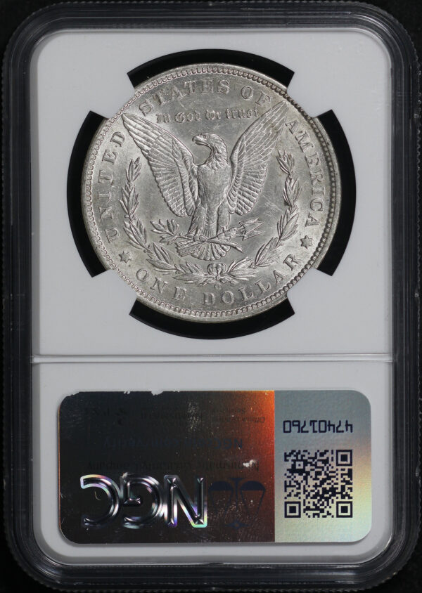 Reverse of this 1889-O Morgan Dollar NGC AU-53 – Blue & Violet Circular Crescent Obverse Toning