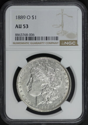 Obverse of this 1889-O Morgan Dollar NGC AU-53