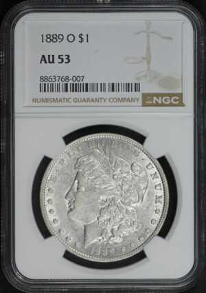Obverse of this 1889-O Morgan Dollar NGC AU-53