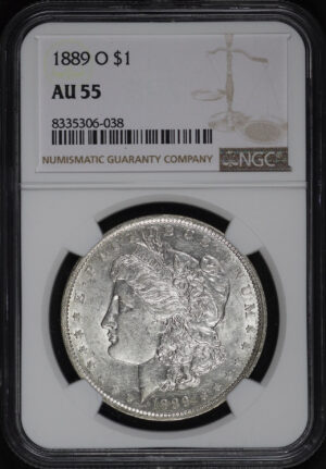Obverse of this 1889-O Morgan Dollar NGC AU-55