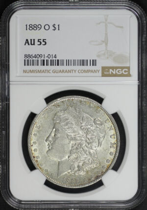 Obverse of this 1889-O Morgan Dollar NGC AU-55