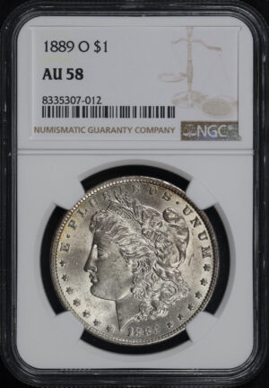Obverse of this 1889-O Morgan Dollar NGC AU-58