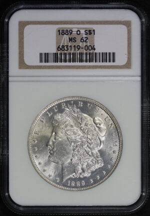 Obverse of this 1889-O Morgan Dollar NGC MS-62