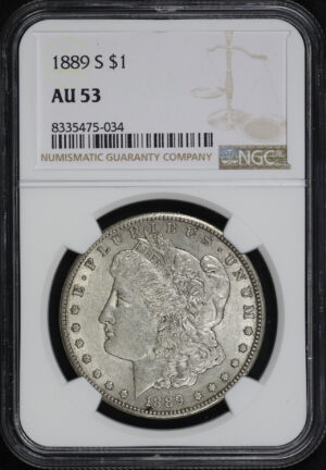 Obverse of this 1889-S Morgan Dollar NGC AU-53