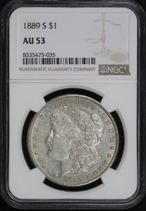 Obverse of this 1889-S Morgan Dollar NGC AU-53