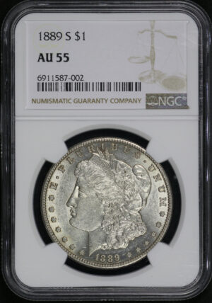 Obverse of this 1889-S Morgan Dollar NGC AU-55