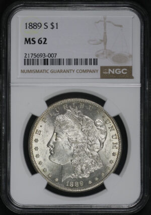 Obverse of this 1889-S Morgan Dollar NGC MS-62