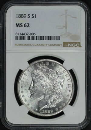 Obverse of this 1889-S Morgan Dollar NGC MS-62
