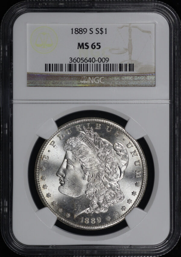 Obverse of this 1889-S Morgan Dollar NGC MS-65