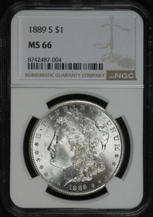 Obverse of this 1889-S Morgan Dollar NGC MS-66