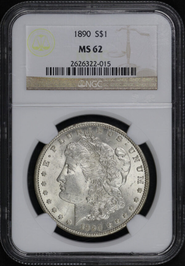 Obverse of this 1890 Morgan Dollar NGC MS-62