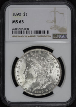 Obverse of this 1890 Morgan Dollar NGC MS-63