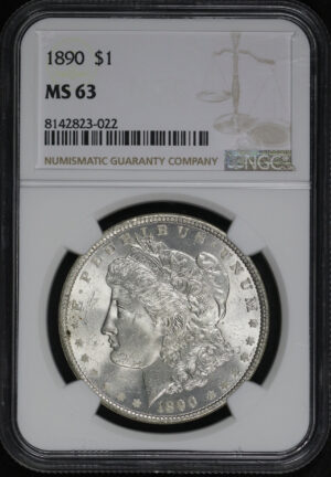 Obverse of this 1890 Morgan Dollar NGC MS-63