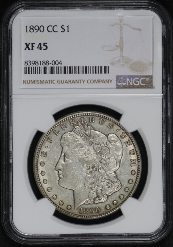 Obverse of this 1890-CC Morgan Dollar NGC XF-45
