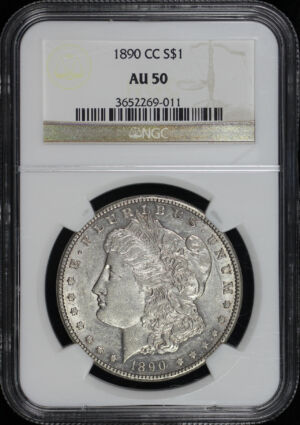 Obverse of this 1890-CC Morgan Dollar NGC AU-50
