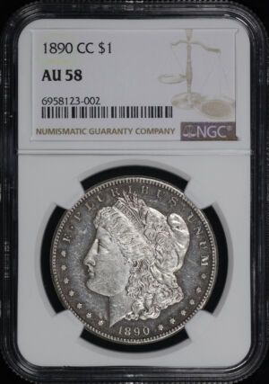 Obverse of this 1890-CC Morgan Dollar NGC AU-58 Looks PL!