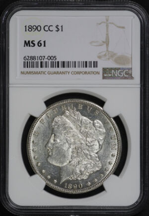 Obverse of this 1890-CC Morgan Dollar NGC MS-61