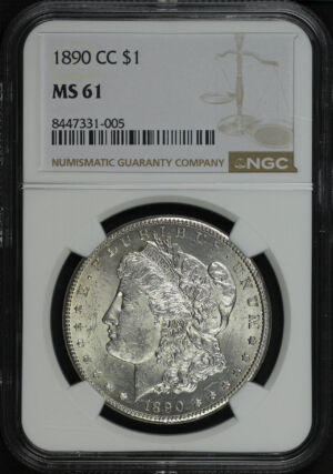 Obverse of this 1890-CC Morgan Dollar NGC MS-61