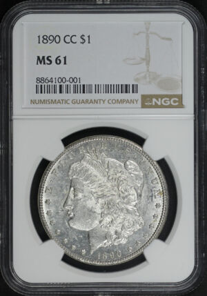Obverse of this 1890-CC Morgan Dollar NGC MS-61