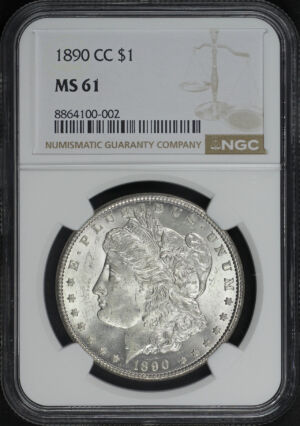 Obverse of this 1890-CC Morgan Dollar NGC MS-61