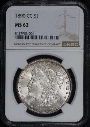Obverse of this 1890-CC Morgan Dollar NGC MS-62