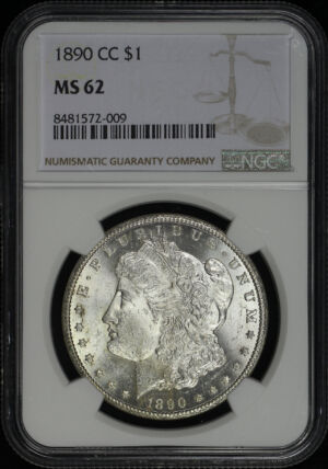 Obverse of this 1890-CC Morgan Dollar NGC MS-62