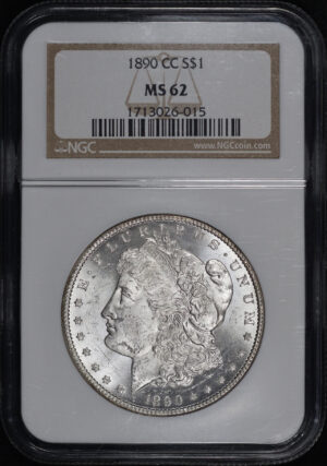 Obverse of this 1890-CC Morgan Dollar NGC MS-62