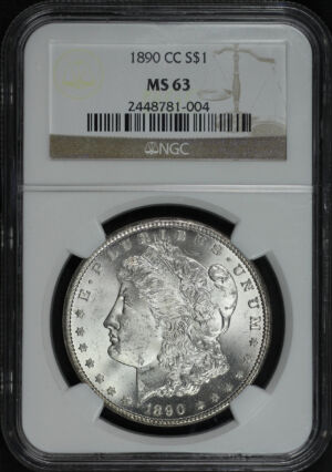 Obverse of this 1890-CC Morgan Dollar NGC MS-63