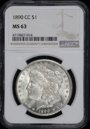 Obverse of this 1890-CC Morgan Dollar NGC MS-63