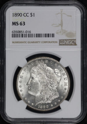 Obverse of this 1890-CC Morgan Dollar NGC MS-63