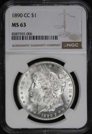 Obverse of this 1890-CC Morgan Dollar NGC MS-63