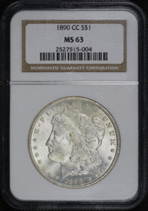Obverse of this 1890-CC Morgan Dollar NGC MS-63