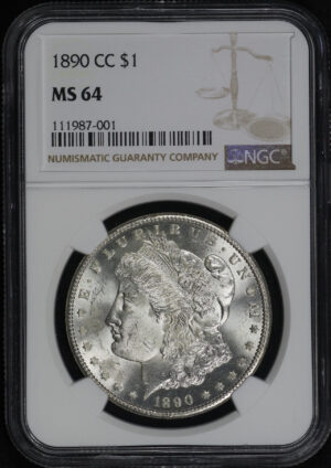 Obverse of this 1890-CC Morgan Dollar NGC MS-64