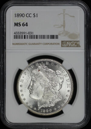 Obverse of this 1890-CC Morgan Dollar NGC MS-64