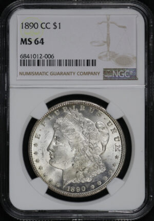 Obverse of this 1890-CC Morgan Dollar NGC MS-64