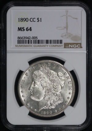 Obverse of this 1890-CC Morgan Dollar NGC MS-64