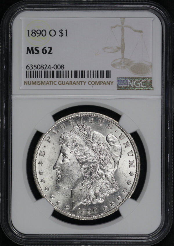 Obverse of this 1890-O Morgan Dollar NGC MS-62