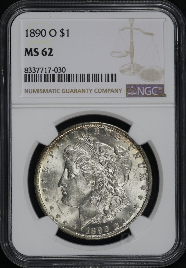 Obverse of this 1890-O Morgan Dollar NGC MS-62