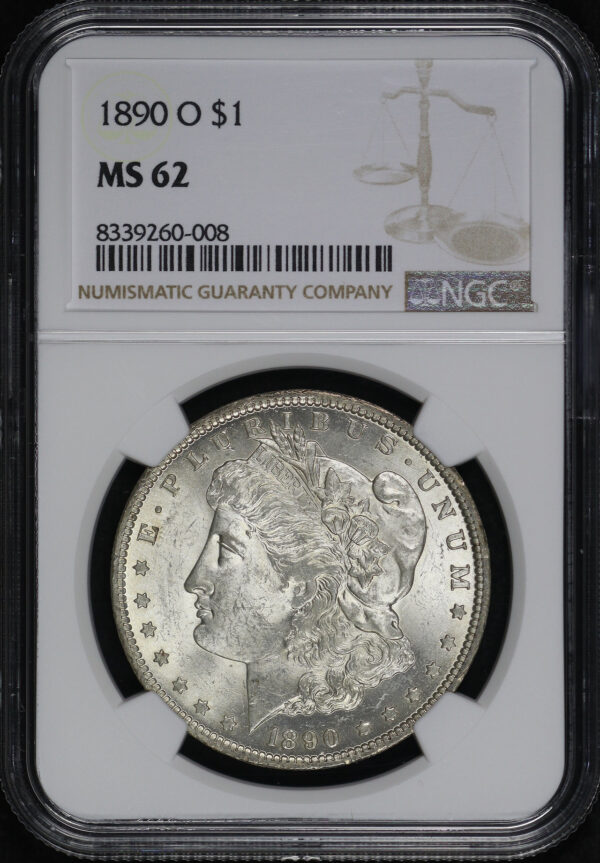 Obverse of this 1890-O Morgan Dollar NGC MS-62