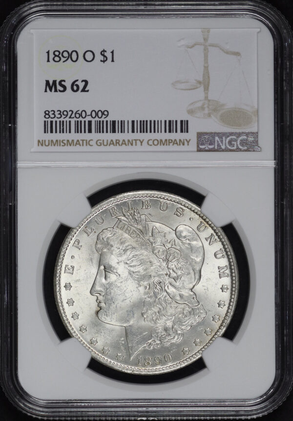Obverse of this 1890-O Morgan Dollar NGC MS-62
