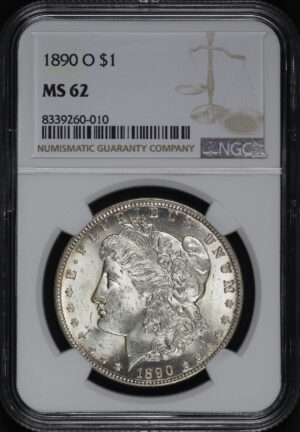 Obverse of this 1890-O Morgan Dollar NGC MS-62